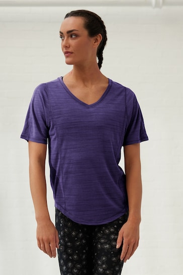Purple Active Sports Short Sleeve V-Neck Top