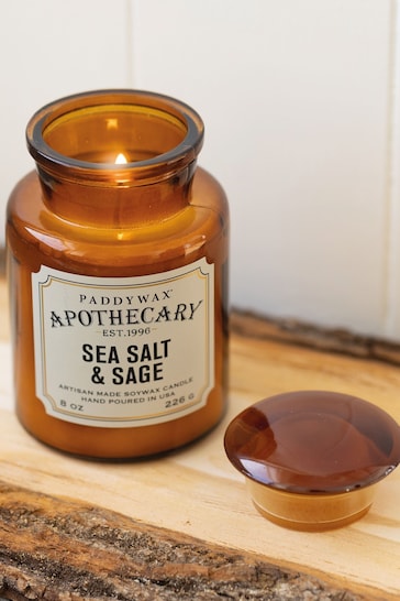 Paddywax Brown Apothecary Sea Salt & Sage 226g Glass Jar Candle