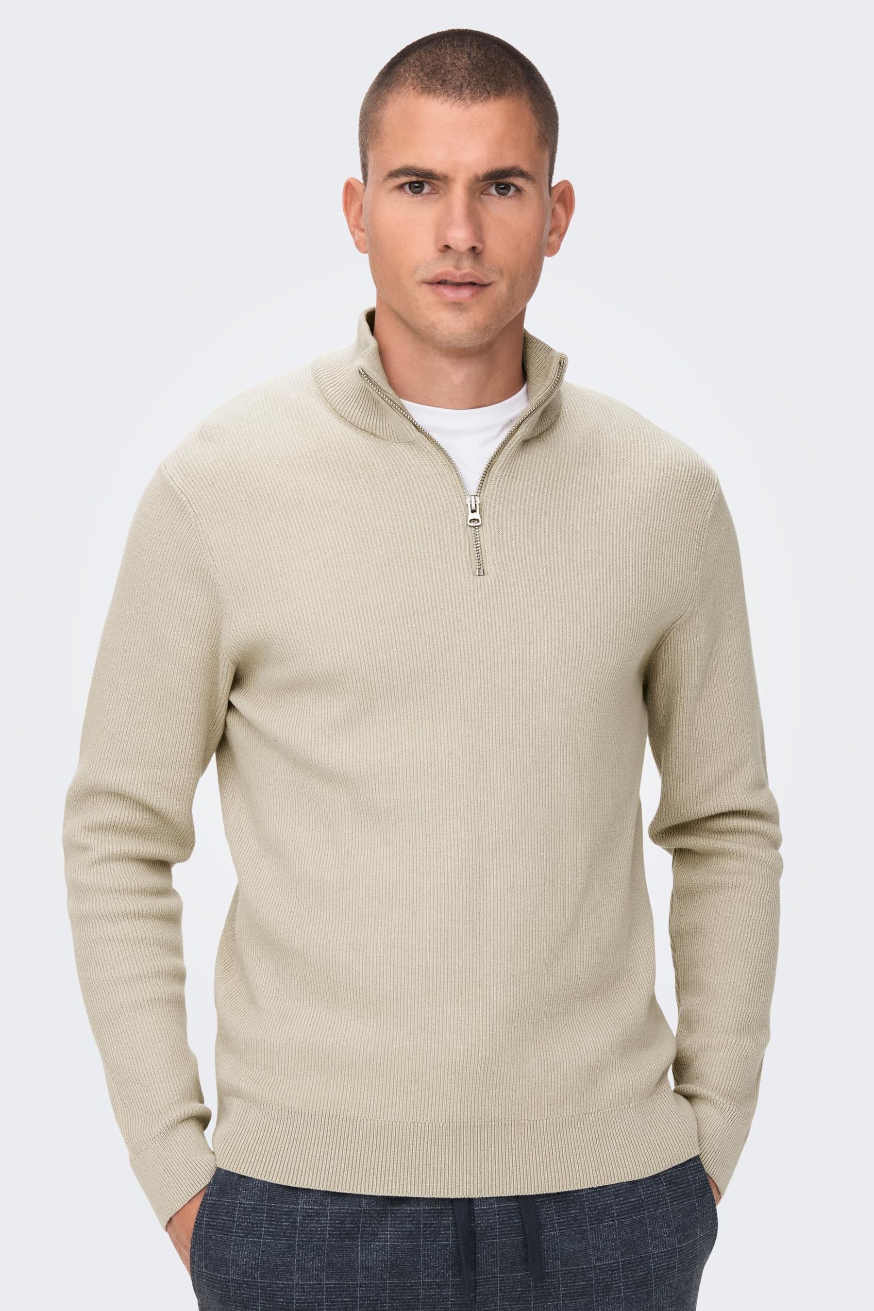 Cream half zip jumper on sale