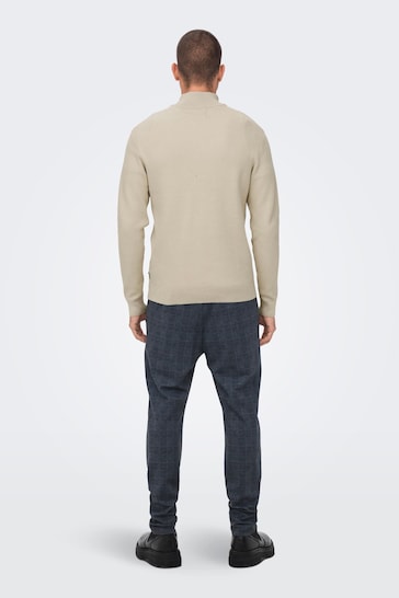 Only & Sons Cream 1/4 Zip Knitted Jumper