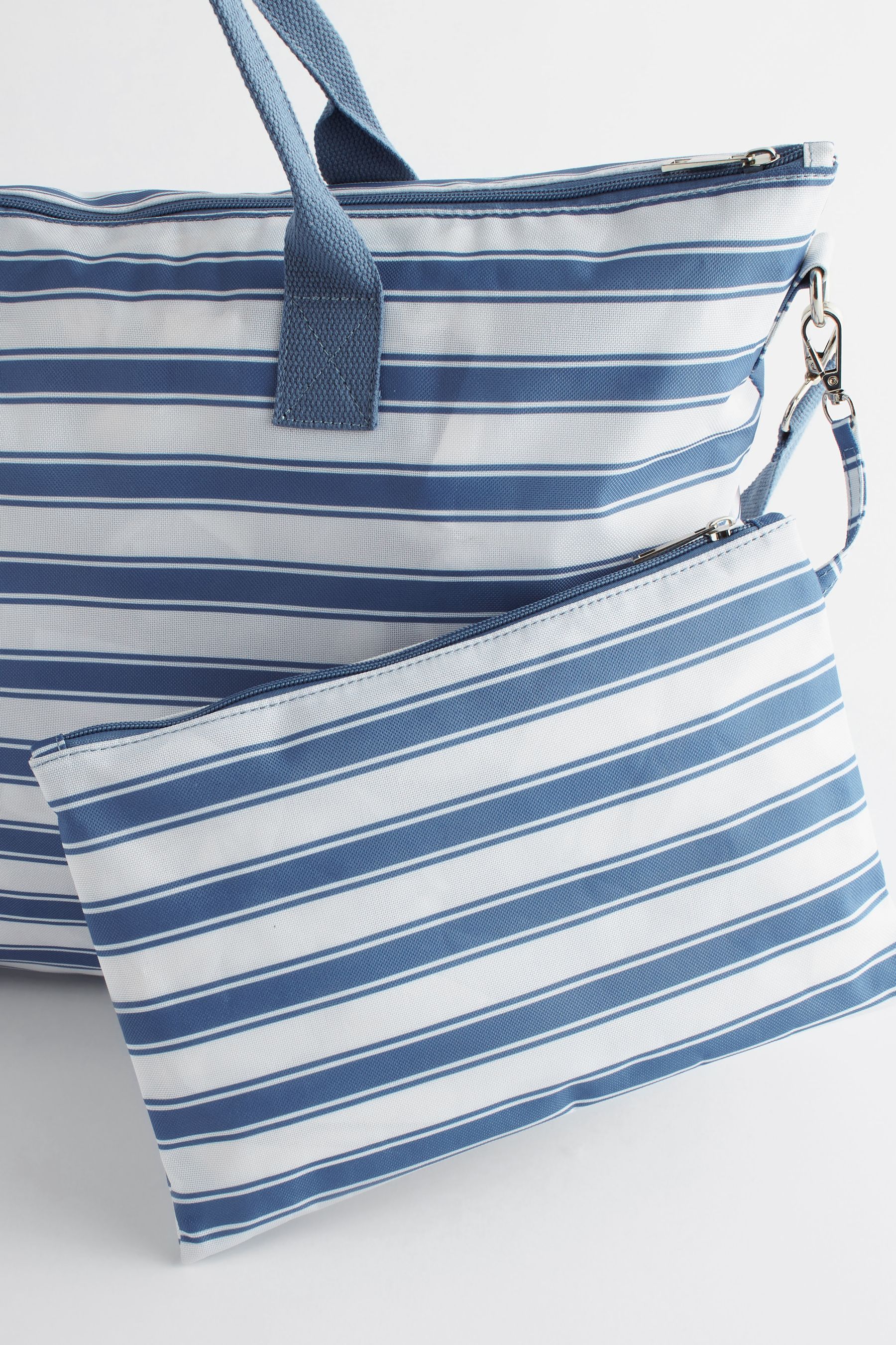 Blue Stripe Foldaway Beach Bag