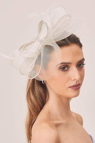 Lipsy Ivory White Diamante Bow Fascinator Headband