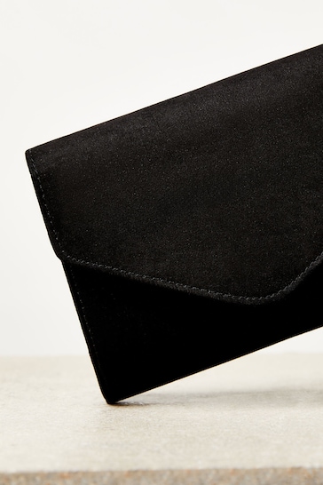Lipsy Black Asymmetric Foldover Chain Clutch Bag