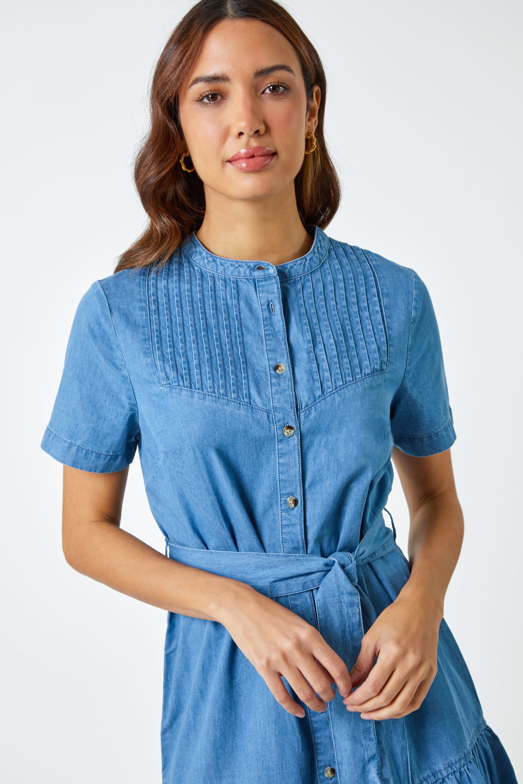 Denim frill hem dress hotsell