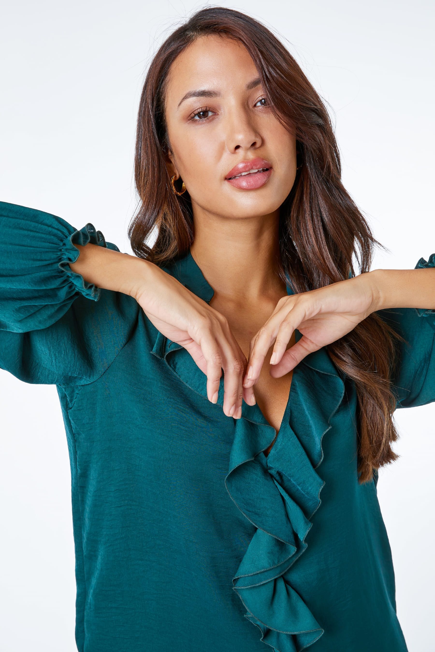 Satin ruffle blouse 2025