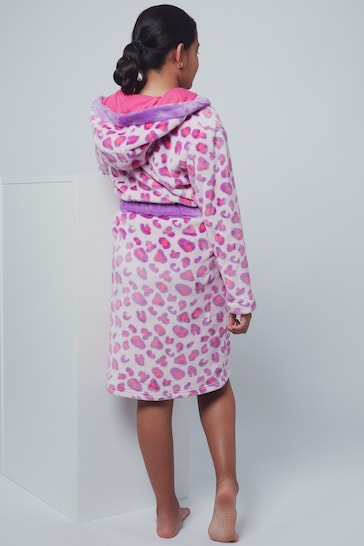 Harry Bear Pink Leopard Print Dressing Gown PINK LEOPARD AOP