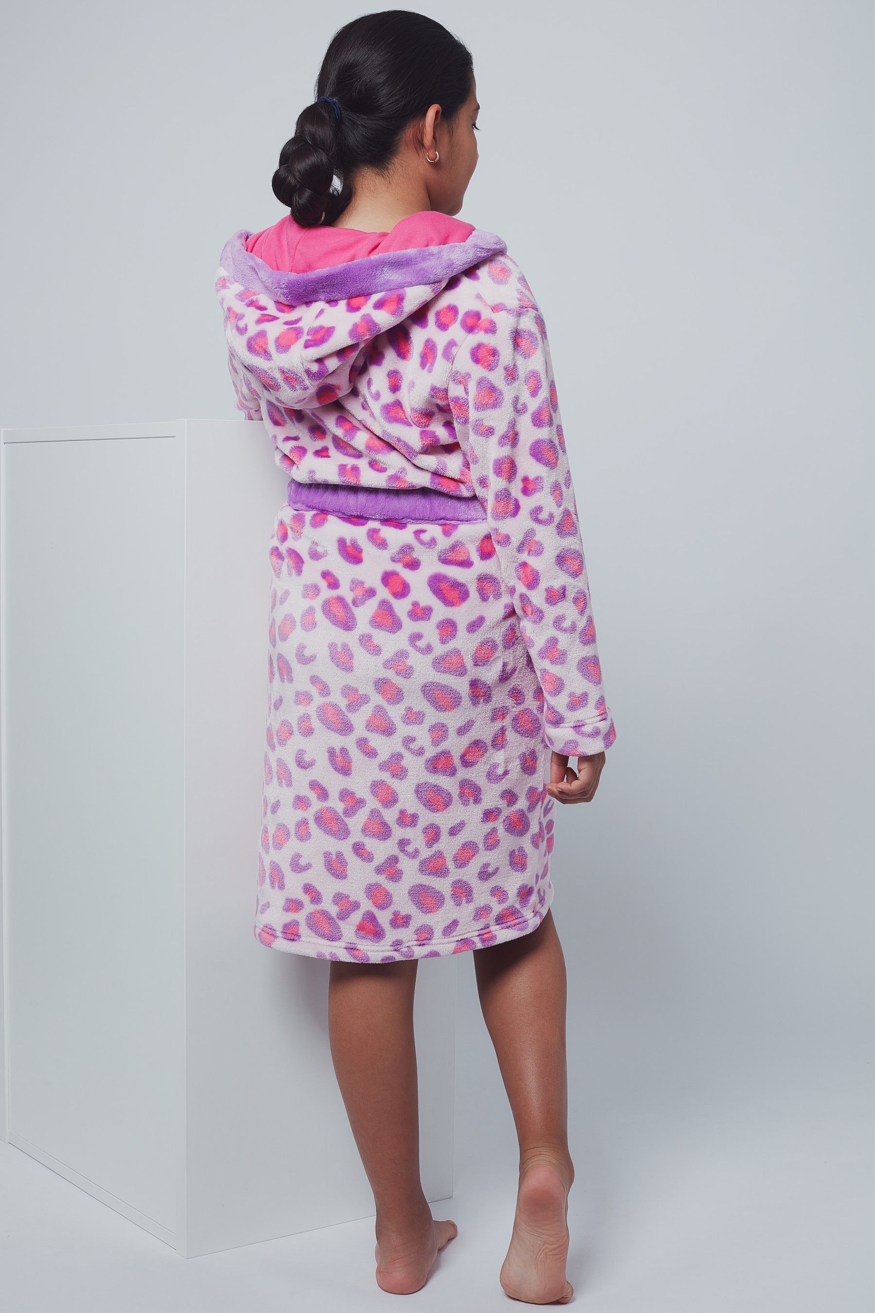 Pink leopard print dressing gown discount