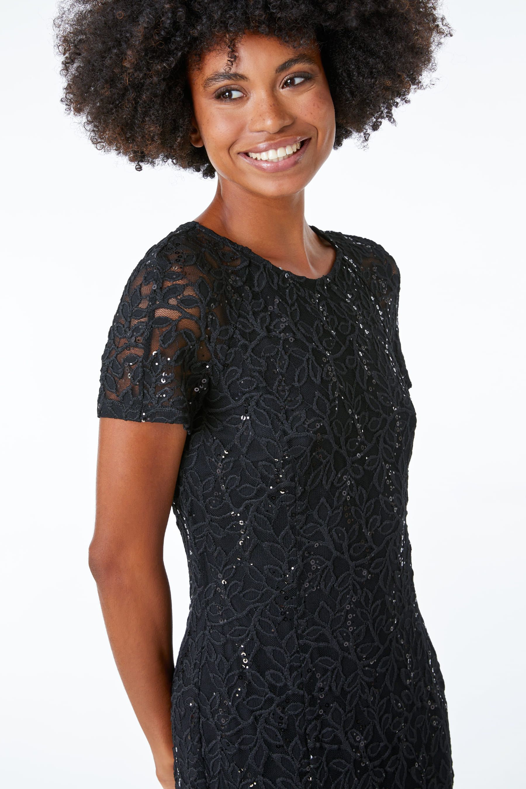 Roman black top lace dress