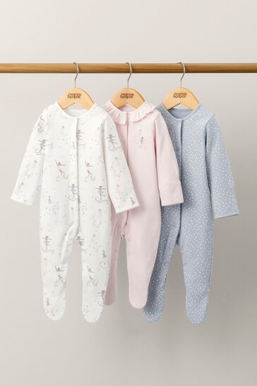 Mamas & Papas Pink Dancing On Ice Sleepsuits 3 Pack