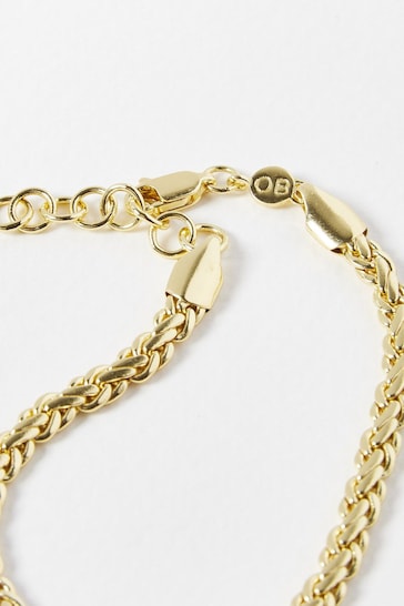 Oliver Bonas Gold Plated Sophia Plaited Serpentine Chain Bracelet