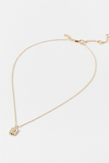 Oliver Bonas Gold Tone Catalina Rectangular Molten Metal Short Drop Necklace