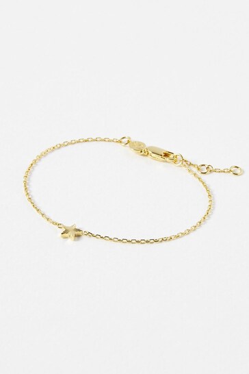 Oliver Bonas Gold Plated Haru Engraved Star Charm Bracelet