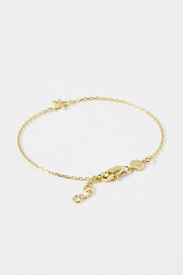 Oliver Bonas Gold Plated Haru Engraved Star Charm Bracelet