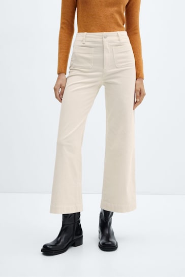 Mango Cord Culotte Cropped Trousers