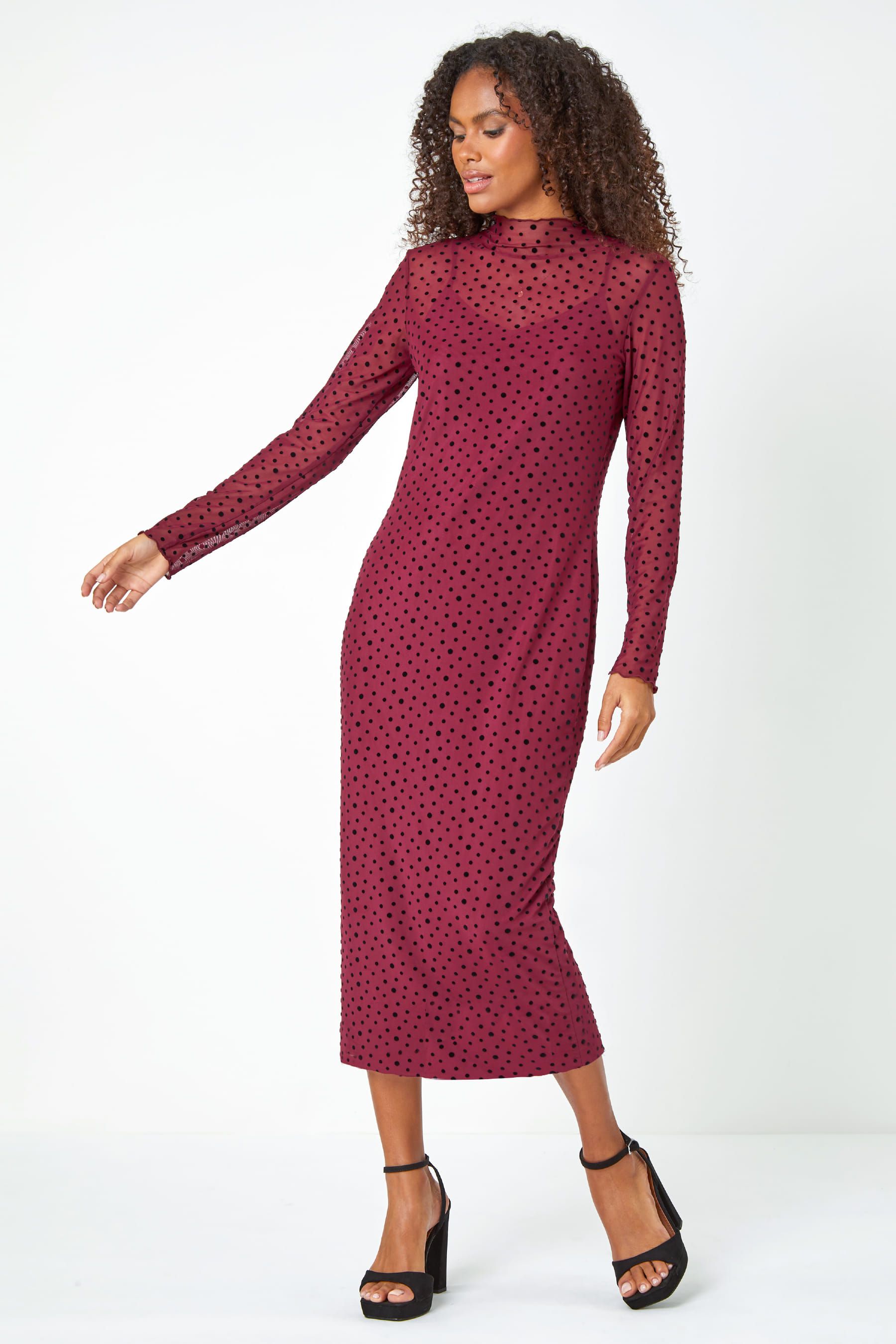Polka dot overlay dress discount