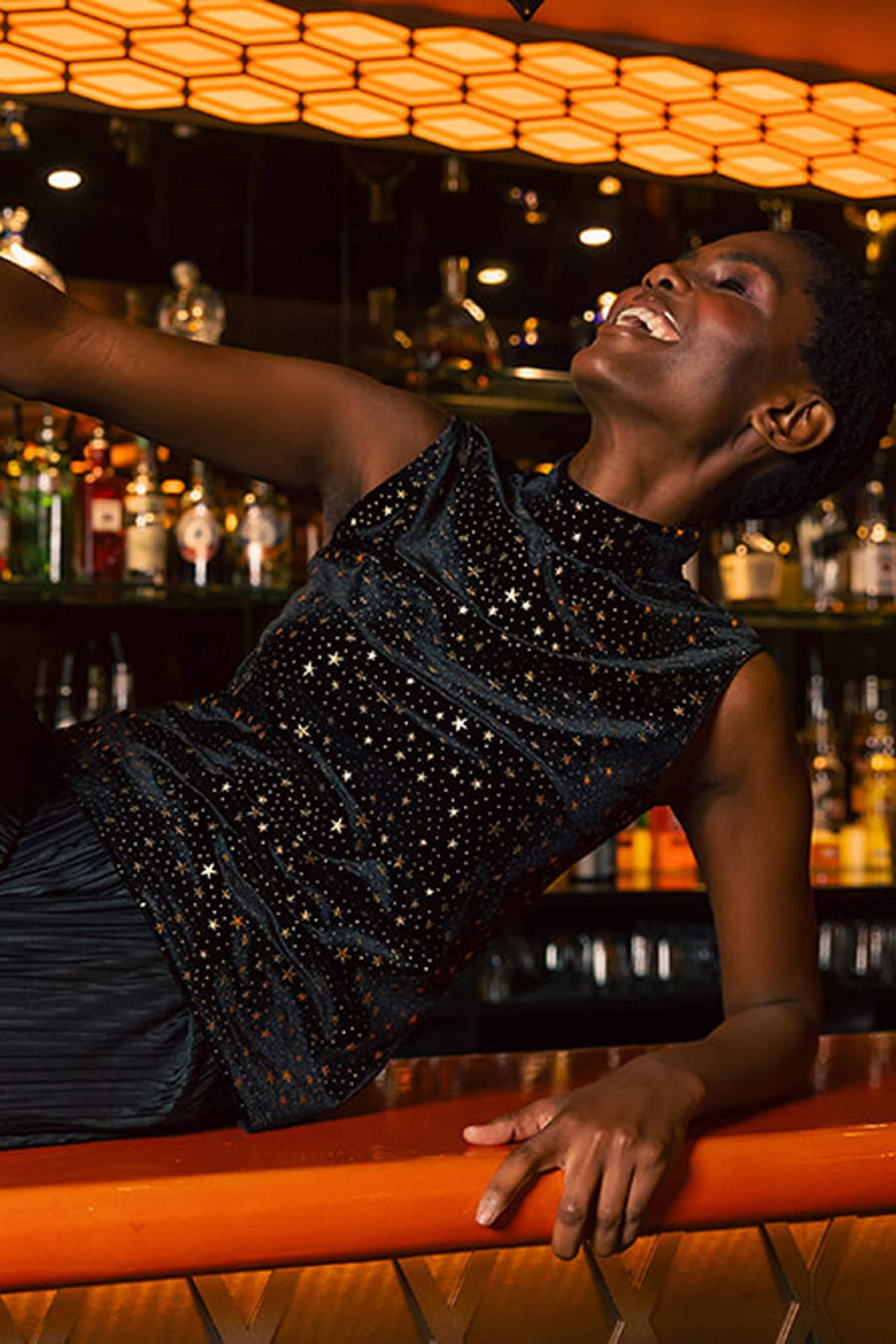 Metallic polo neck top