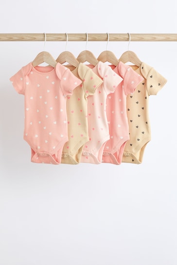 Pink Baby Short Sleeve Bodysuits 5 Pack