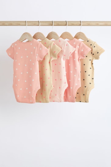 Pink Baby Short Sleeve Bodysuits 5 Pack