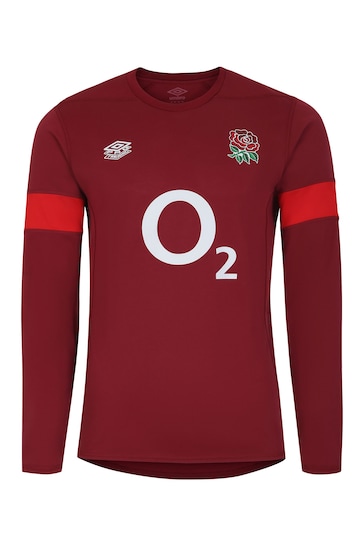 Umbro Red England Relaxed Training Rugby Long Sleeve Jersey