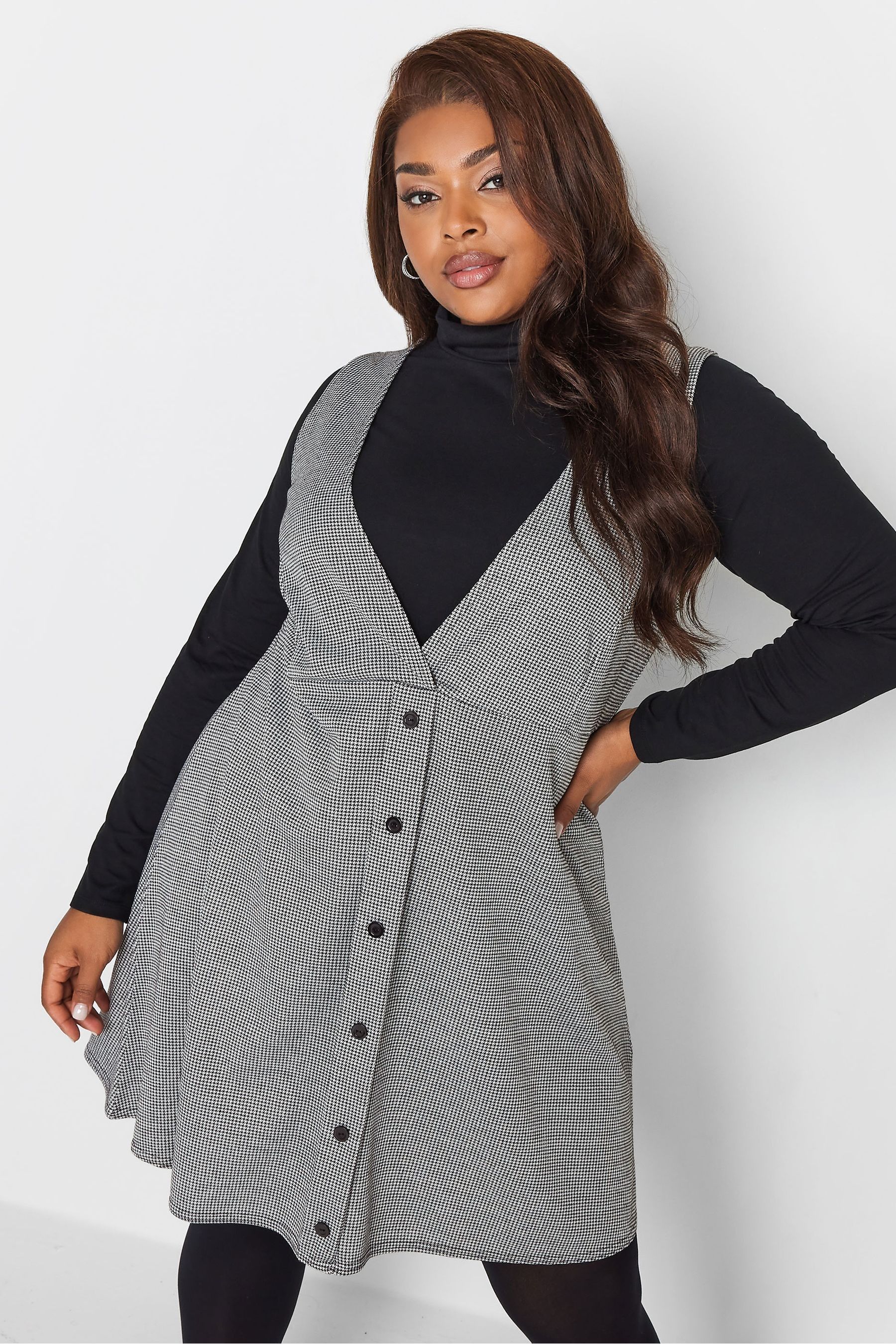 Button through pinafore dress store