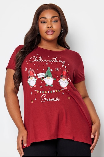 Yours Curve Red Christmas Novelty T-Shirt