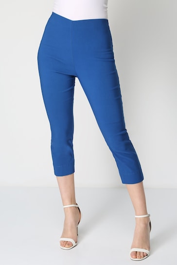 Roman Blue Ground Cropped Stretch Trousers