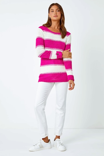 Roman Pink Knitted Stripe Jumper
