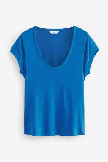 Cobalt Blue Premium Modal Rich Short Sleeve Scoop Neck T-Shirt
