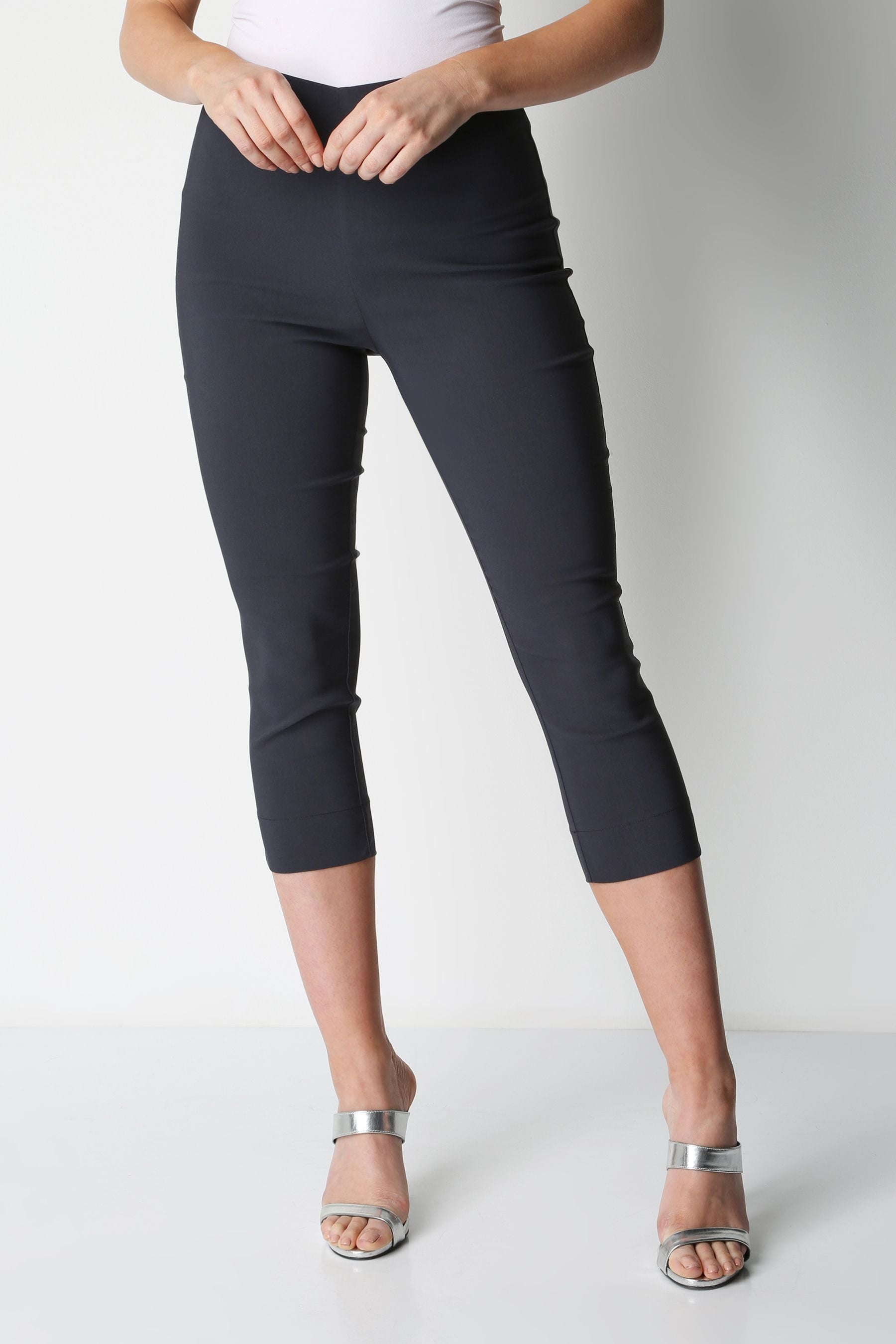 Buy Roman Grey Chrome Cropped Stretch Trousers from the Next UK