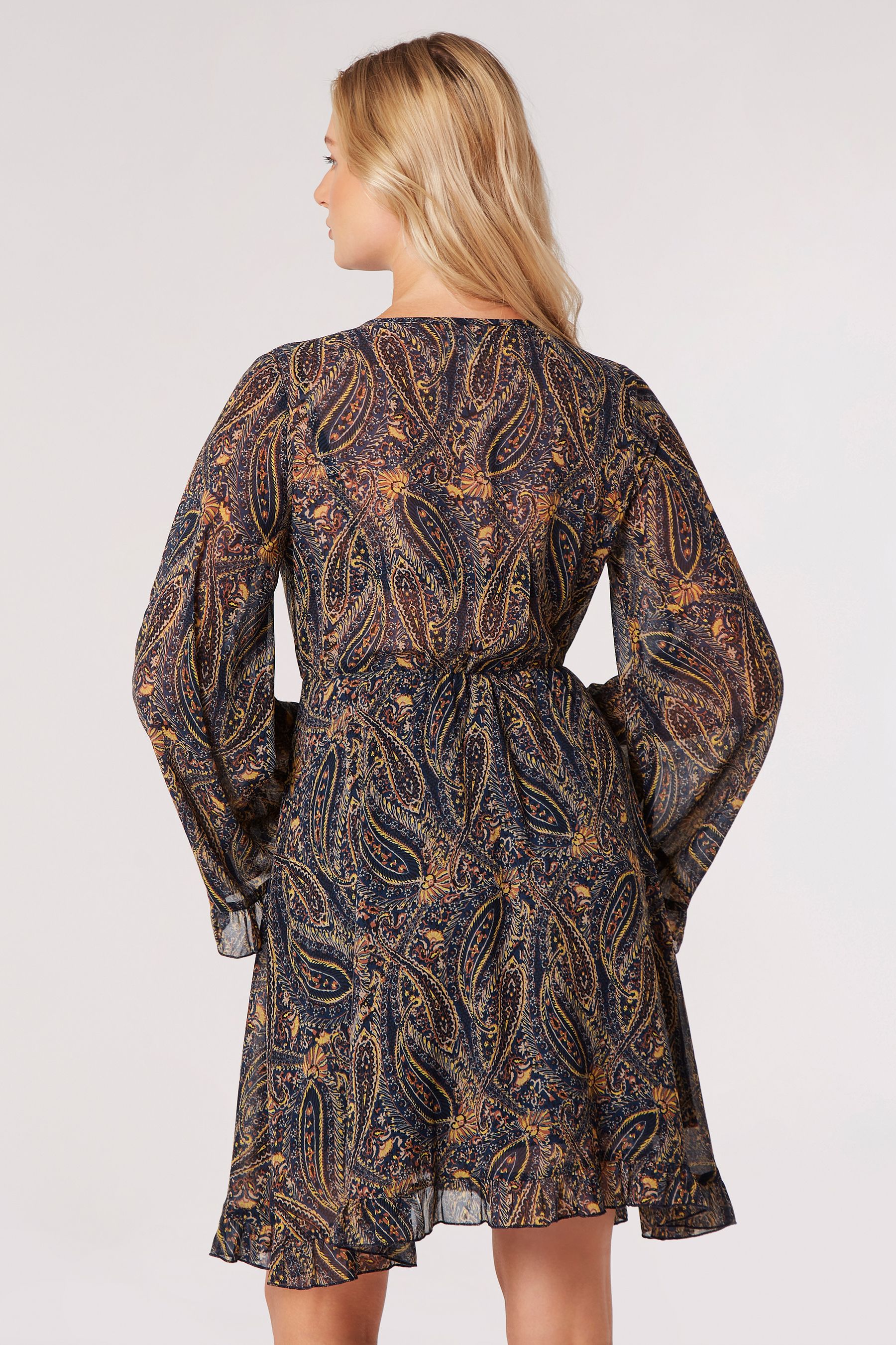 Flare sleeve wrap dress online