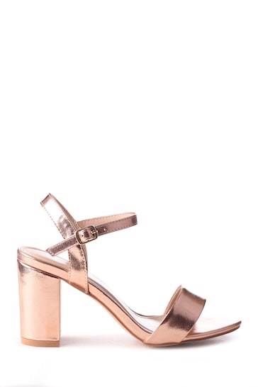 Linzi Rose Gold Skyline Open Back Barely There Block Heels