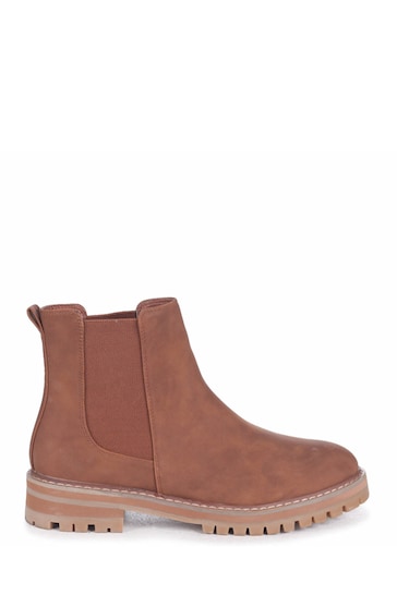 Linzi Brown Classic Pull On Casual Chelsea Boots