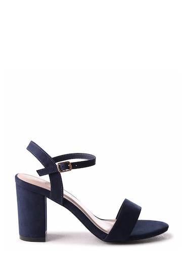 Linzi Navy Skyline Open Back Barely There Block Heeled Sandals