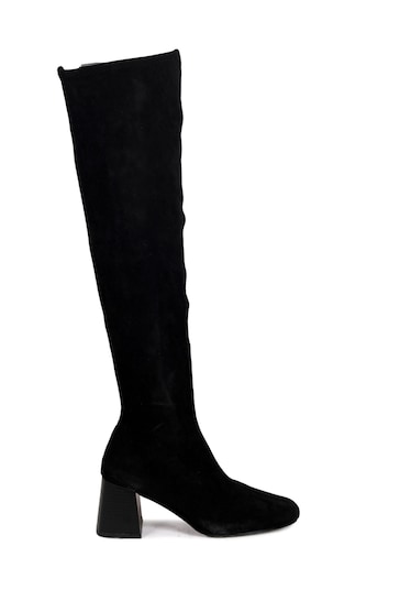 Linzi Black Shade High Leg Boot with Block Heels