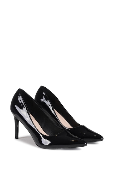 Linzi Black Patent Shoes Overjoyed Stiletto Pointed Court Heels