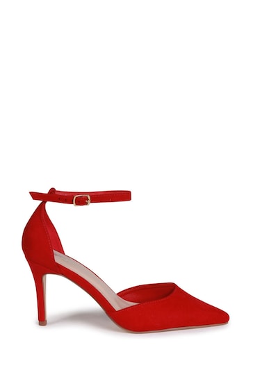 Linzi Red Maci Stiletto Court Heels With Ankle Strap