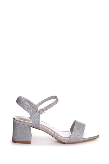 Linzi Silver Glitter Darcie Barely There Block Heeled Sandals