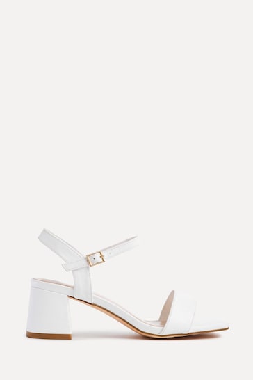 Linzi White Darcie Barely There Block Heeled Sandals