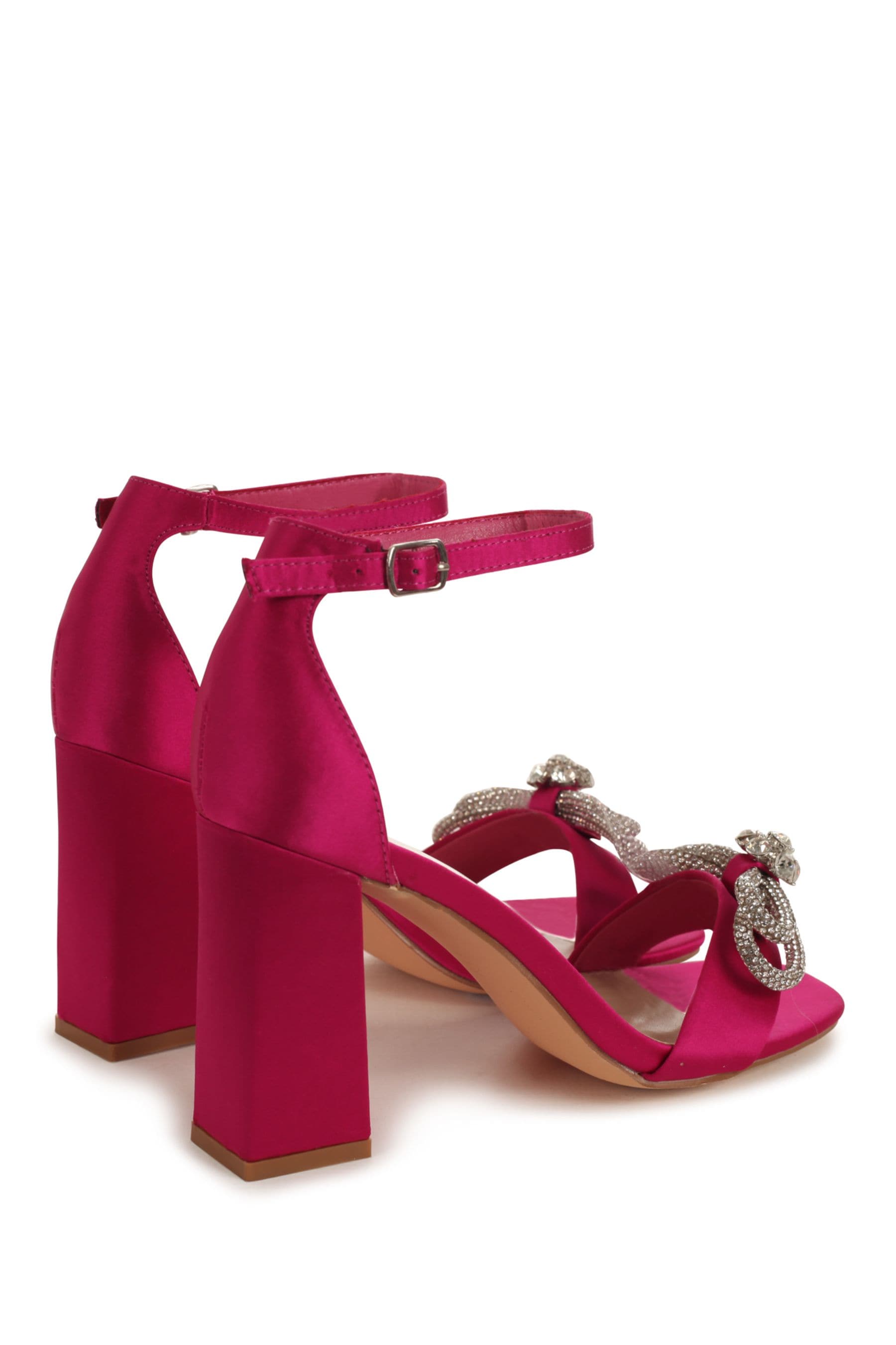 Buy Linzi Pink Acorn Buckle Up Heeled Sandals with Diamante Bow