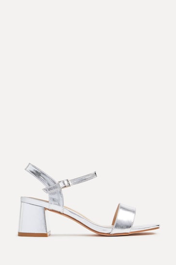 Linzi Silver Darcie Barely There Block Heeled Sandals
