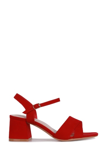 Linzi Red Vivian Wide Fit Heeled Sandals With Crossover Front Strap