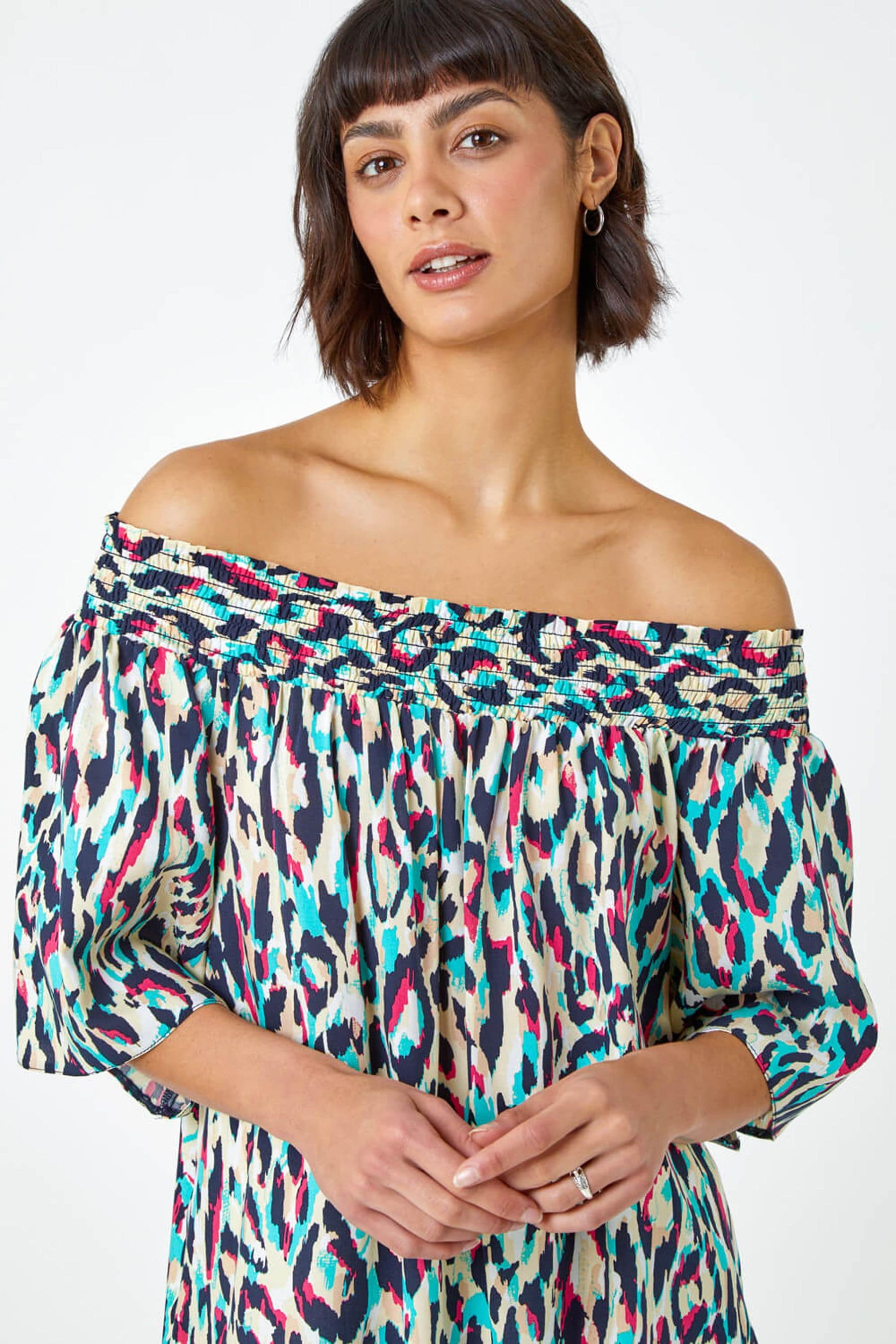 Leopard print hotsell bardot top