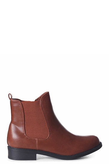 Linzi Brown Fia Soft Faux Leather Classic Chelsea Boots