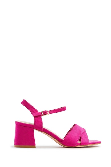 Linzi Pink Vivian Wide Fit Heeled Sandals With Crossover Front Strap