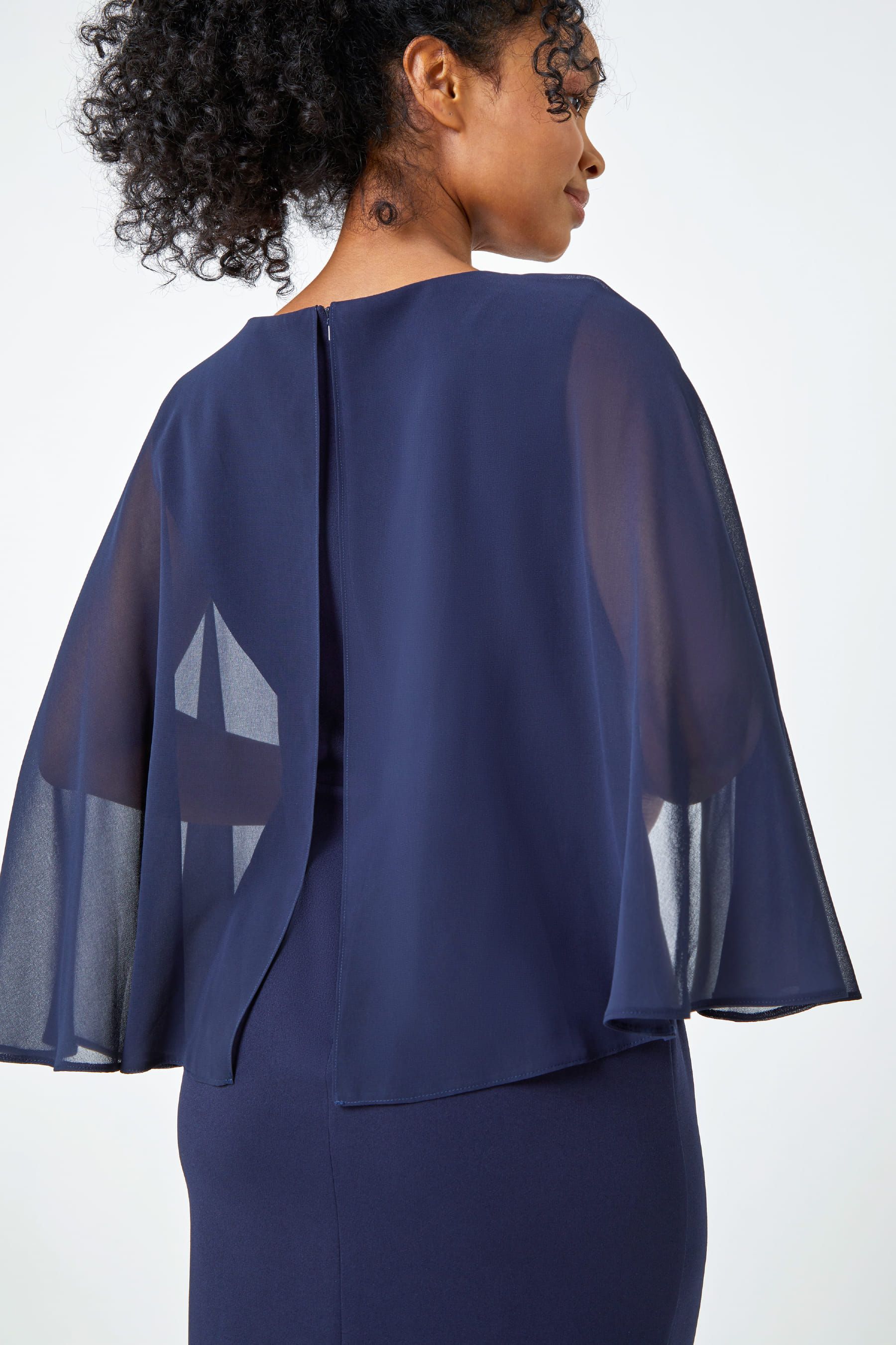 Chiffon cape cheap sleeve dress