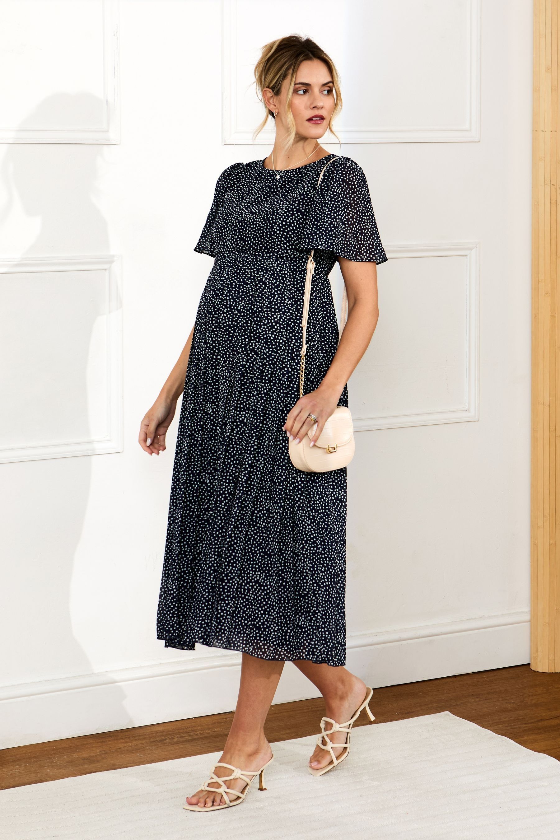 Buy JoJo Maman B b Navy Spot Maternity Nursing Midi Dress from