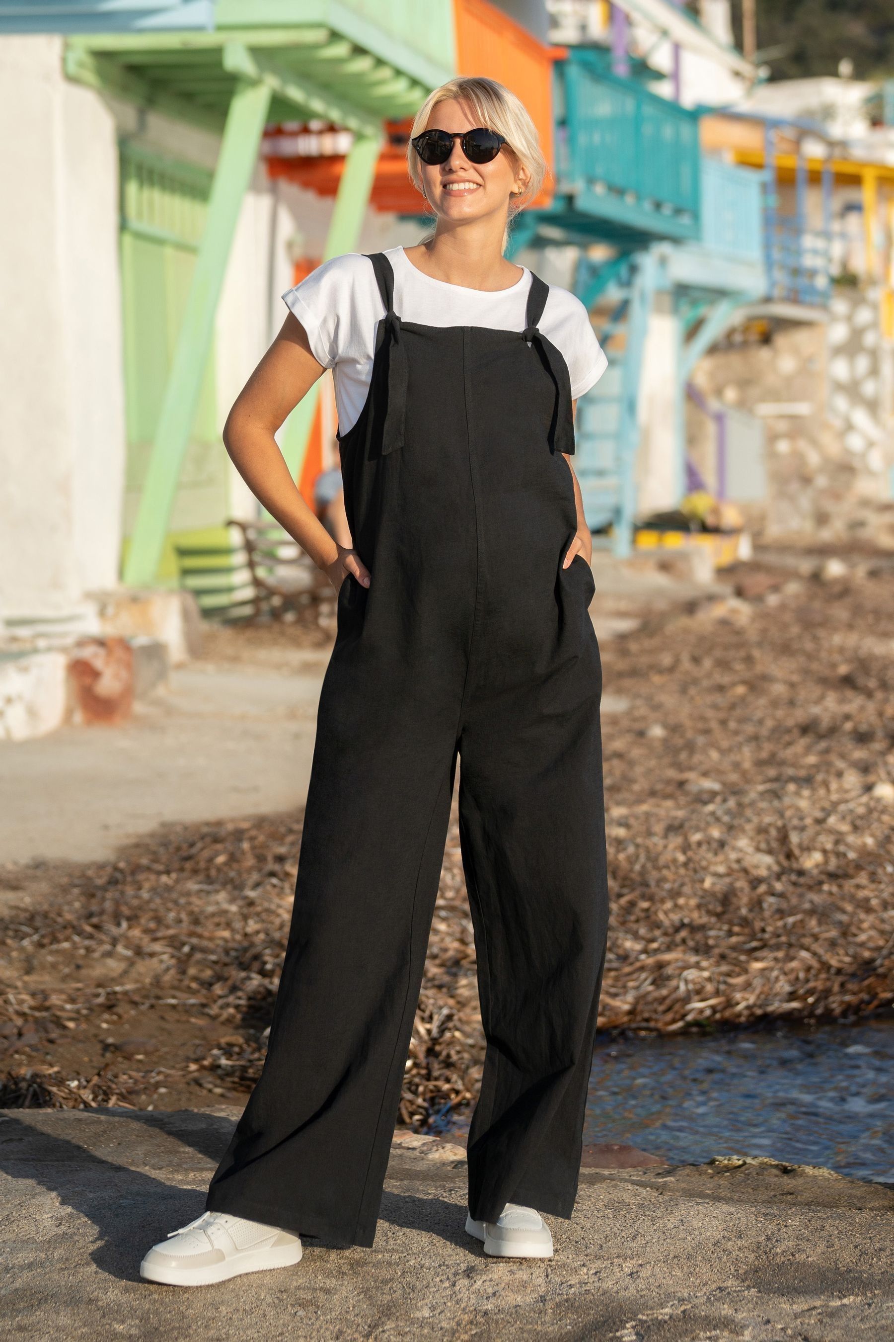 Black maternity dungarees uk clearance
