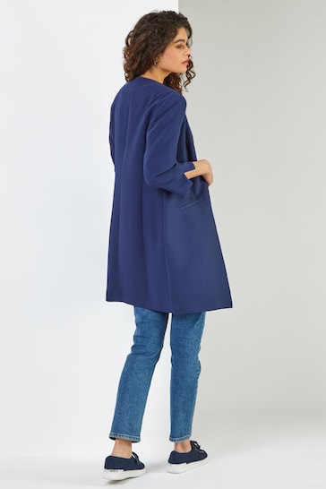 Roman Blue Textured Longline Jacket