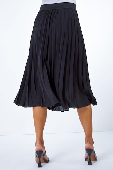 Roman Black Petite Pleated Midi Skirt