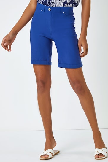 Roman Blue Turn Up Stretch Shorts